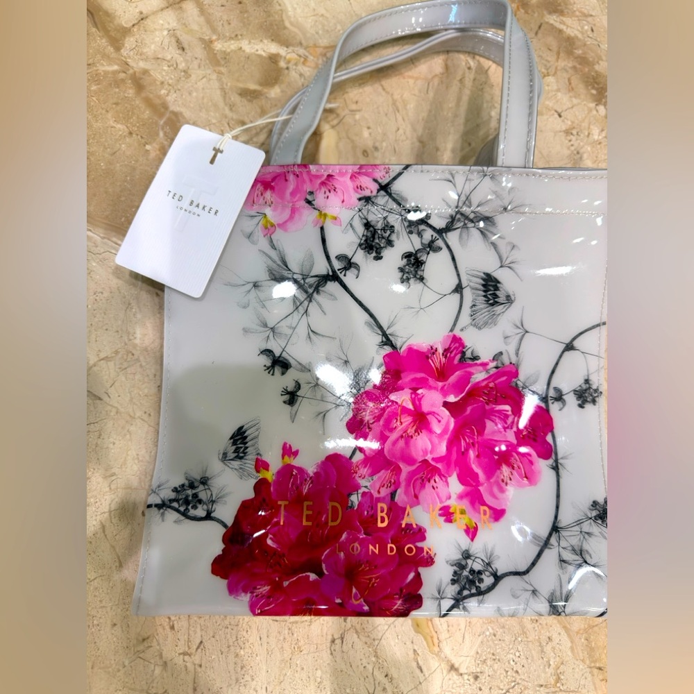 Ted Baker Babylon Small Icon Gray Floral Tote Bag, NWT